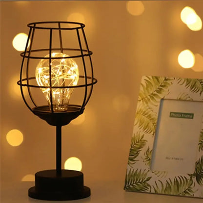 Retro Iron Wine Bottle LED Table Lamp Night Light by HitMyNeed