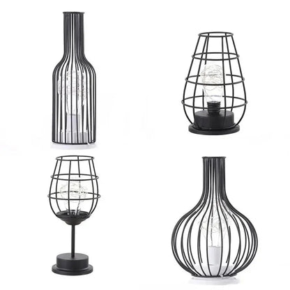 Retro Iron Wine Bottle LED Table Lamp Night Light by HitMyNeed