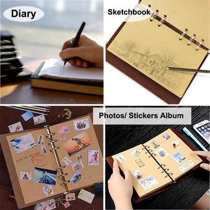 Retro Leather Notebook Agenda Binder 14x10cm by HitMyNeed