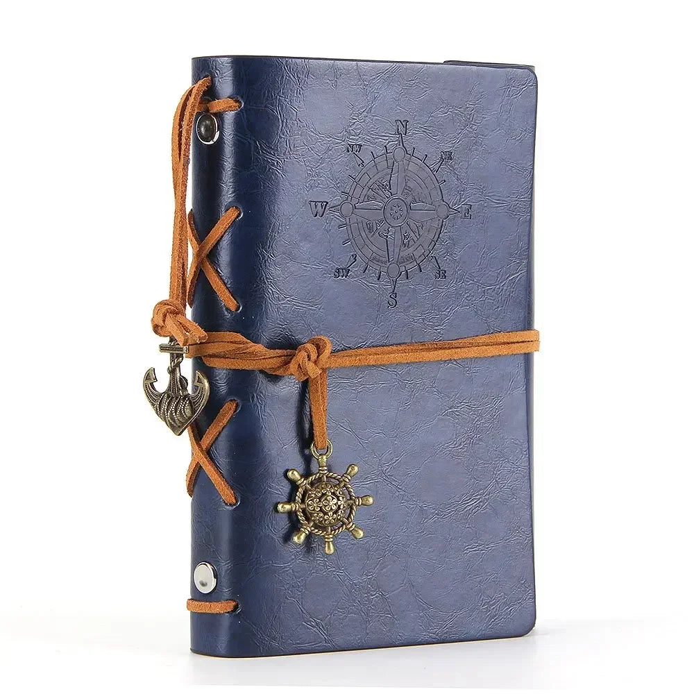 Retro Leather Notebook Agenda Binder 14x10cm deep-blue by HitMyNeed
