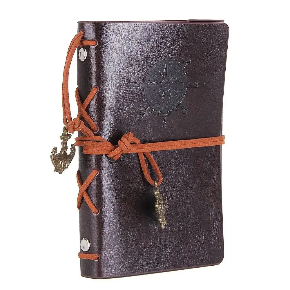 Retro Leather Notebook Agenda Binder 14x10cm deep-brown by HitMyNeed