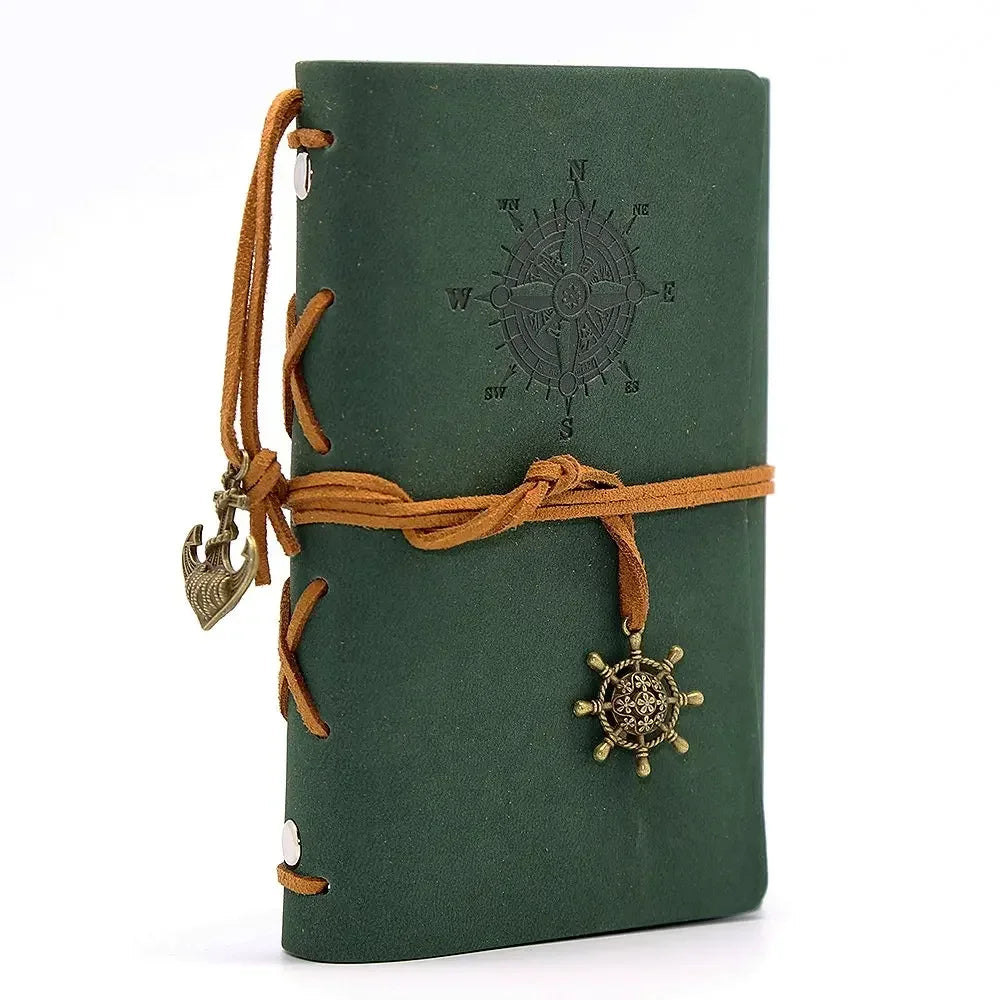 Retro Leather Notebook Agenda Binder 14x10cm green by HitMyNeed