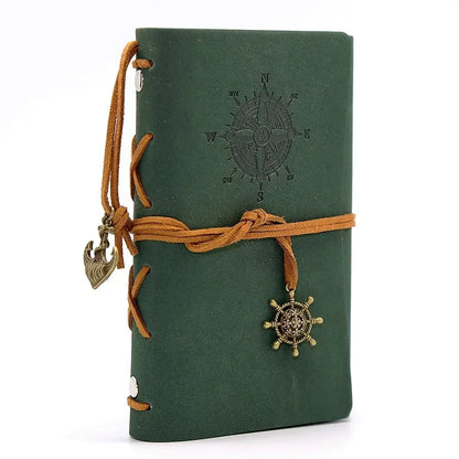 Retro Leather Notebook Agenda Binder 14x10cm green by HitMyNeed