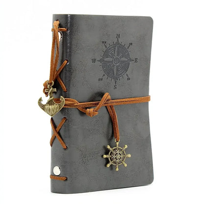 Retro Leather Notebook Agenda Binder 14x10cm grey by HitMyNeed