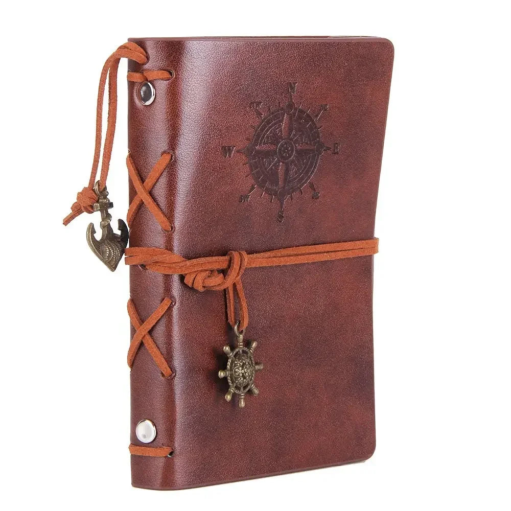 Retro Leather Notebook Agenda Binder 14x10cm light-brown by HitMyNeed