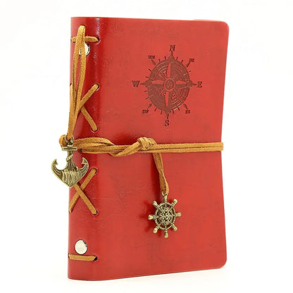 Retro Leather Notebook Agenda Binder 14x10cm red by HitMyNeed