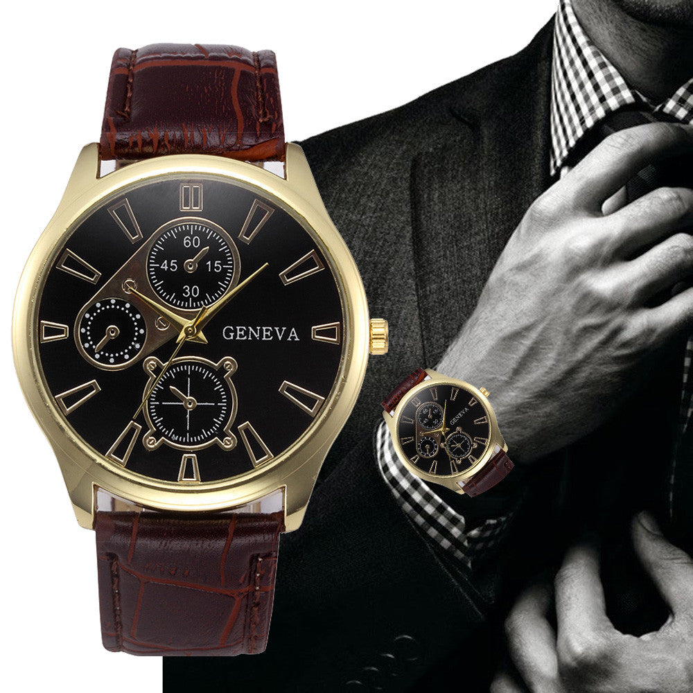 Retro Men's Quartz Watch with PU Leather Strap by HitMyNeed