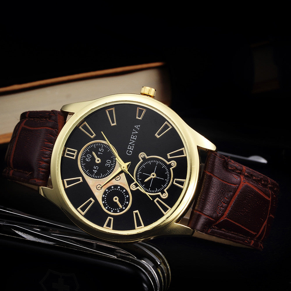 Retro Men's Quartz Watch with PU Leather Strap by HitMyNeed