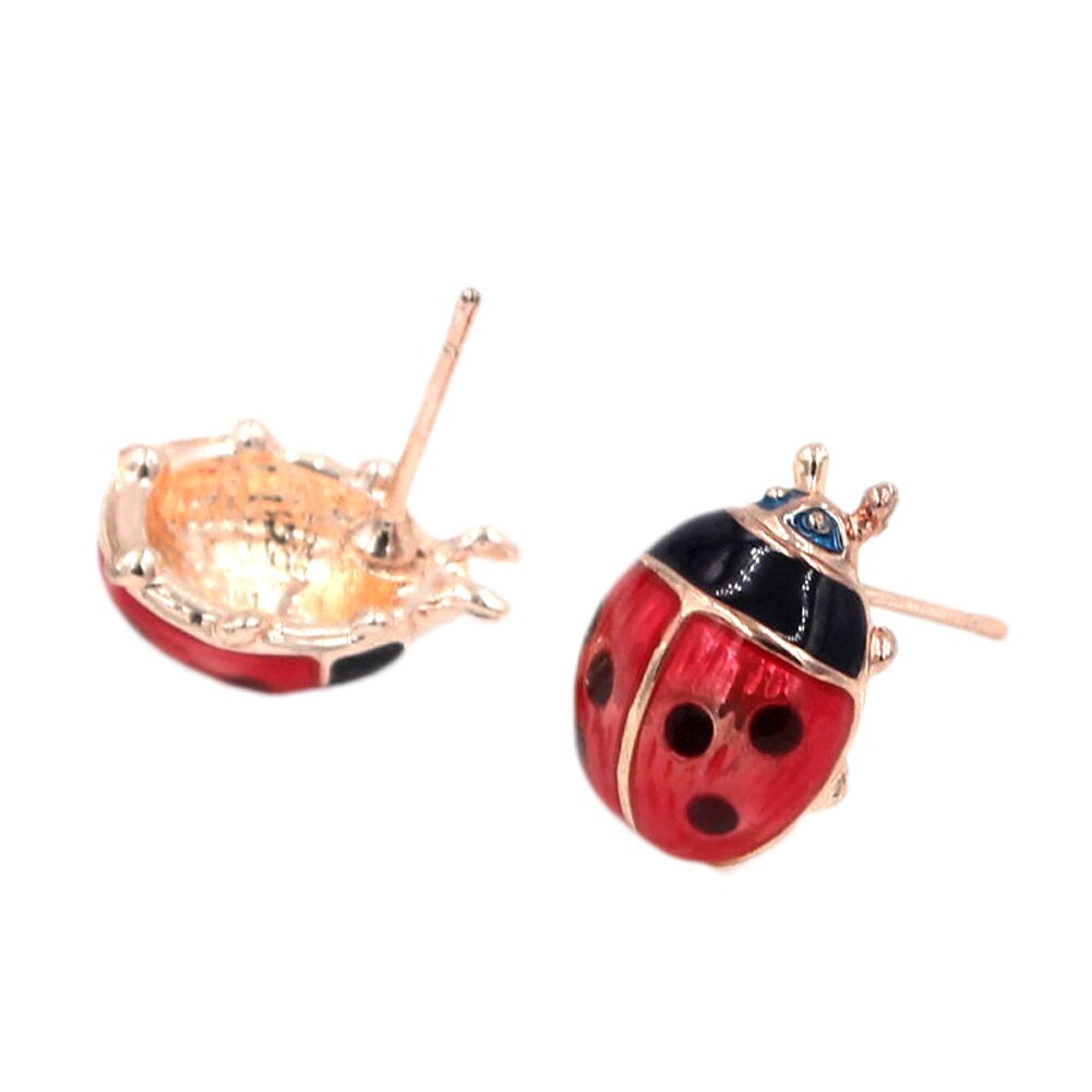 Retro Metal Ladybug Stud Earrings, Hypoallergenic by HitMyNeed