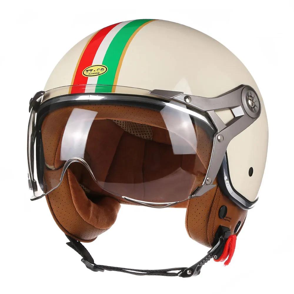 Retro Open Face 3/4 Motorcycle Helmet DOT Approved by HitMyNeed