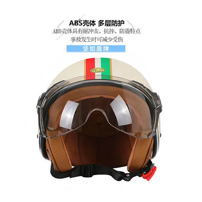 Retro Open Face 3/4 Motorcycle Helmet DOT Approved by HitMyNeed
