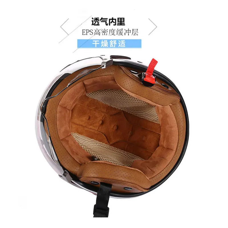 Retro Open Face 3/4 Motorcycle Helmet DOT Approved by HitMyNeed