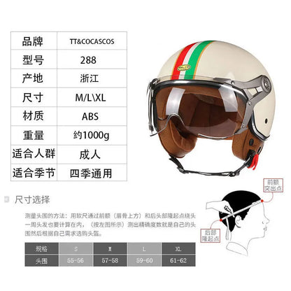 Retro Open Face 3/4 Motorcycle Helmet DOT Approved by HitMyNeed