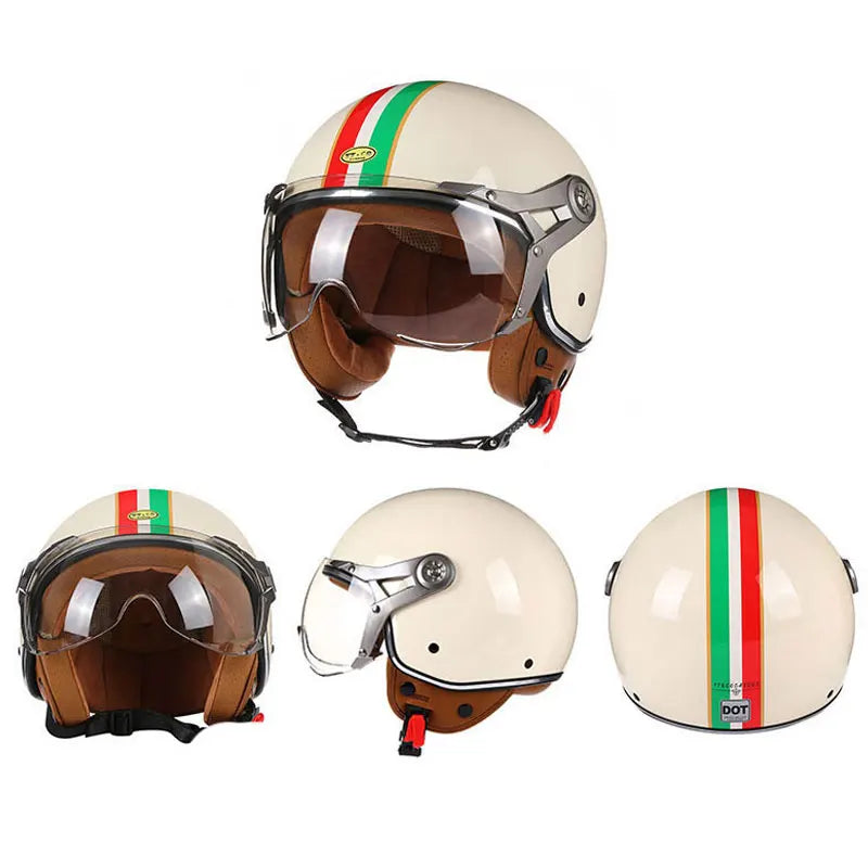 Retro Open Face 3/4 Motorcycle Helmet DOT Approved by HitMyNeed