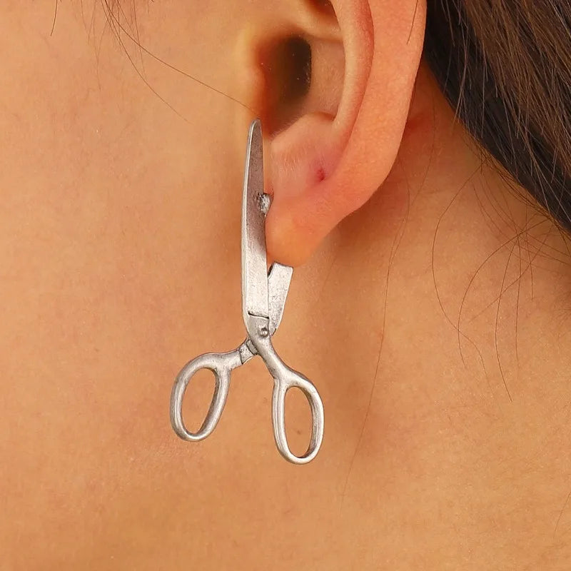 Retro Scissors Ear Studs for Women by HitMyNeed