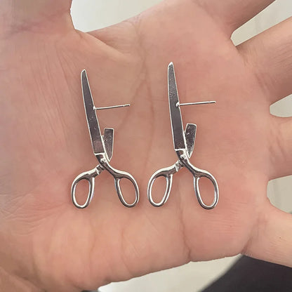 Retro Scissors Ear Studs for Women silvery by HitMyNeed