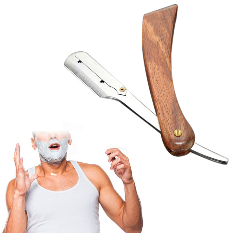 Retro Stainless Steel Folding Straight Edge Razor by HitMyNeed