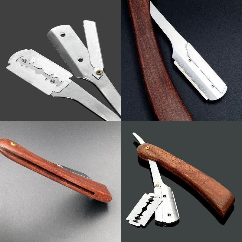Retro Stainless Steel Folding Straight Edge Razor by HitMyNeed