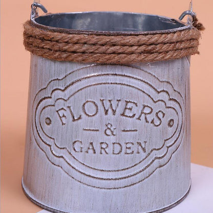 Retro Style Galvanized Metal Bucket Planter by HitMyNeed