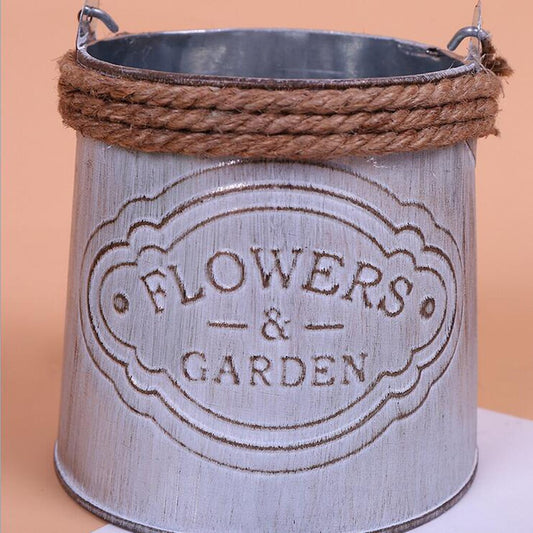 Retro Style Galvanized Metal Bucket Planter by HitMyNeed