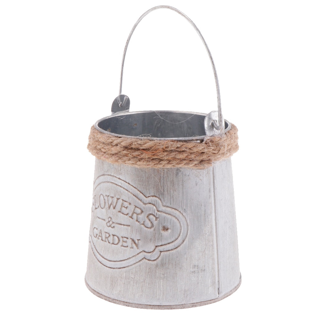 Retro Style Galvanized Metal Bucket Planter by HitMyNeed