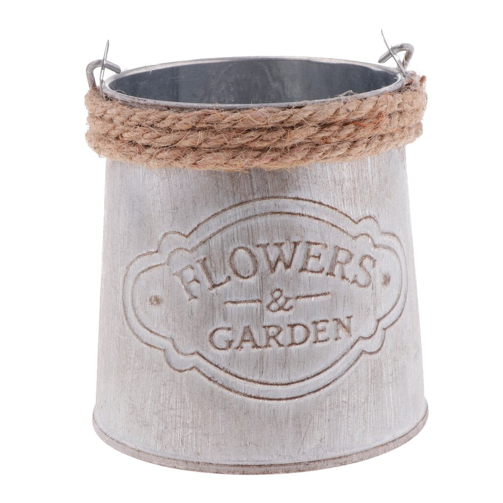 Retro Style Galvanized Metal Bucket Planter by HitMyNeed