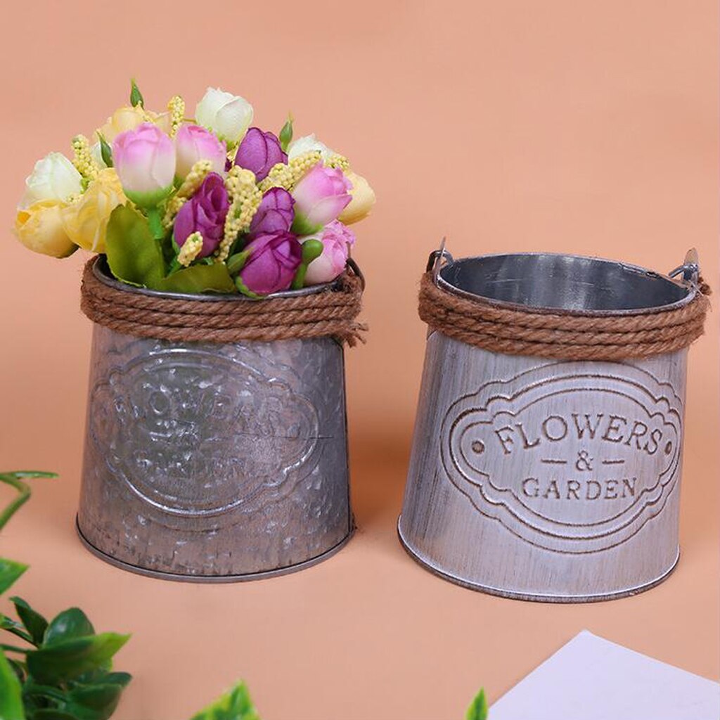 Retro Style Galvanized Metal Bucket Planter by HitMyNeed