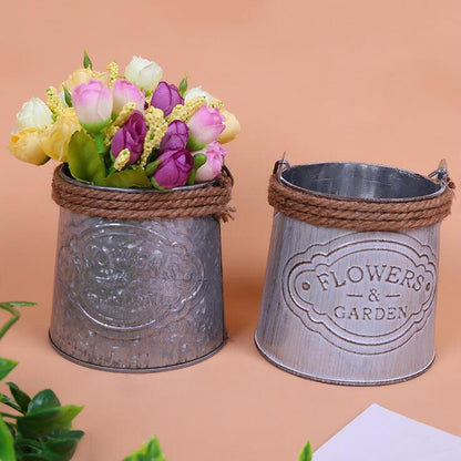 Retro Style Galvanized Metal Bucket Planter by HitMyNeed