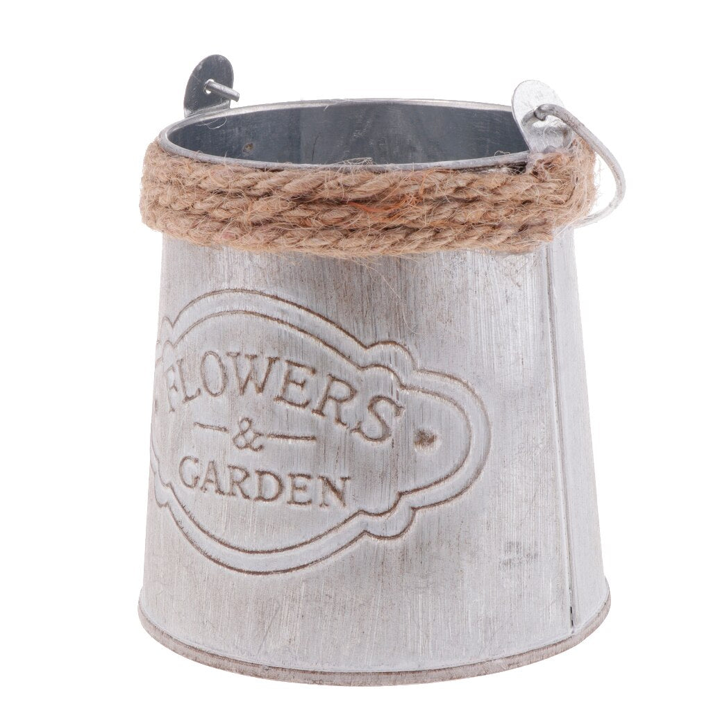 Retro Style Galvanized Metal Bucket Planter by HitMyNeed