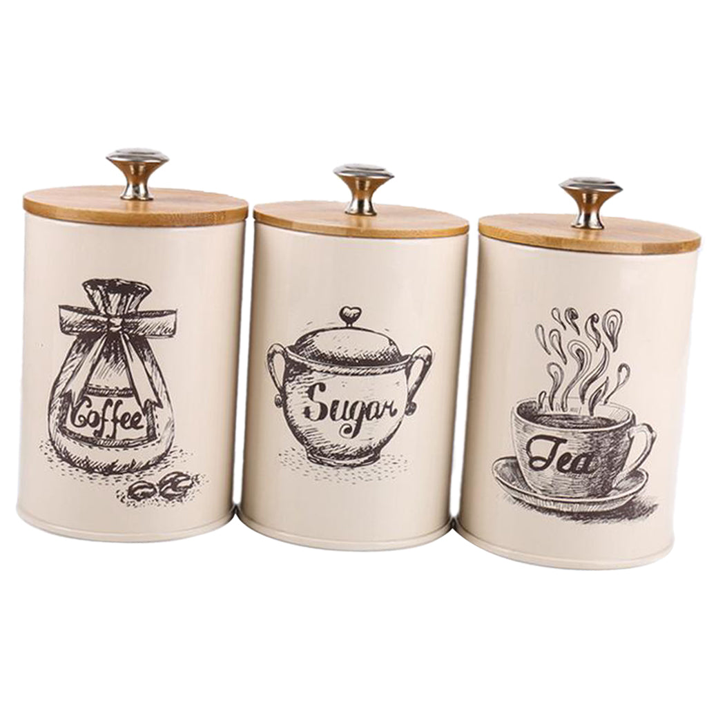 Retro Tea, Coffee and Sugar Canister Set (3pcs, 1L) by HitMyNeed