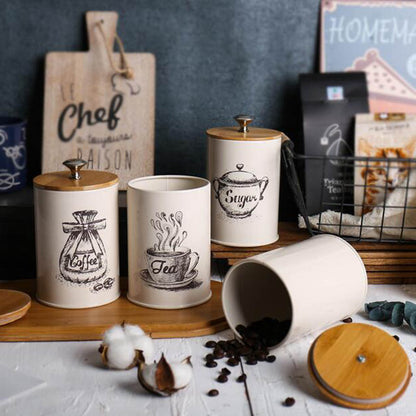Retro Tea, Coffee and Sugar Canister Set (3pcs, 1L) by HitMyNeed