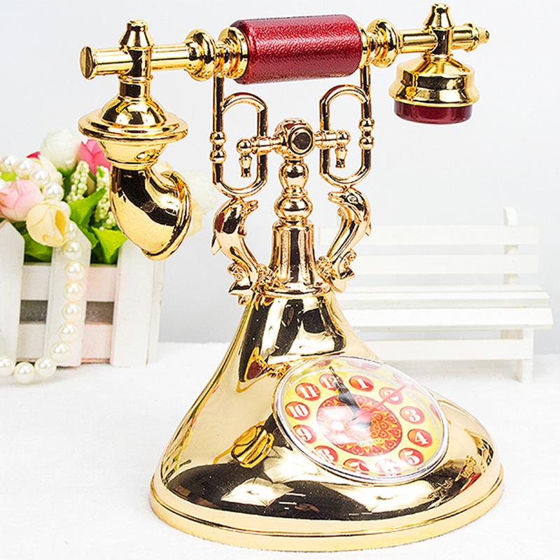 Retro Telephone Alarm Clock Desktop Ornament gold by HitMyNeed