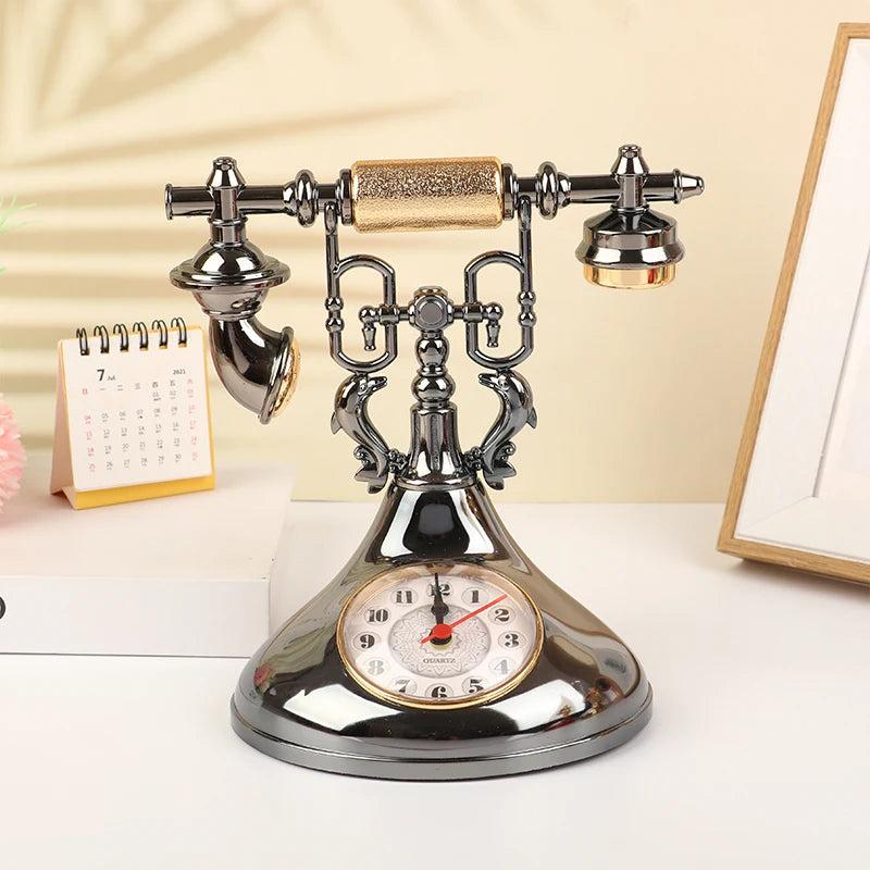 Retro Telephone Alarm Clock Vintage Desk Timepiece black by HitMyNeed