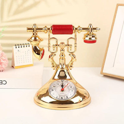 Retro Telephone Alarm Clock Vintage Desk Timepiece gold by HitMyNeed