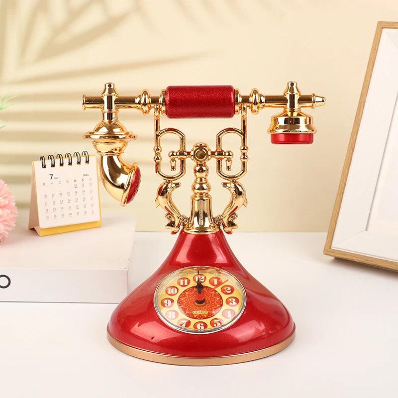 Retro Telephone Alarm Clock Vintage Desk Timepiece red by HitMyNeed