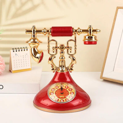 Retro Telephone Alarm Clock Vintage Desk Timepiece red by HitMyNeed