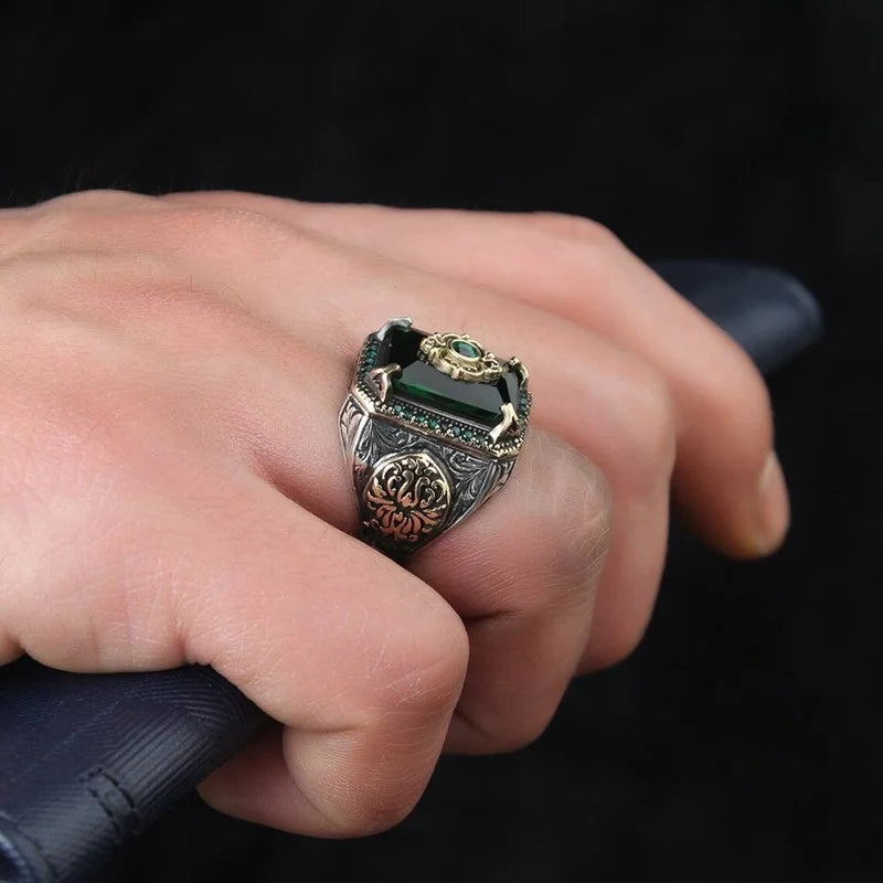 Retro Turkish Signet Ring with Green Zircon by HitMyNeed