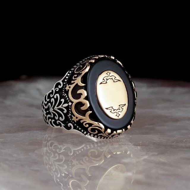 Retro Turkish Signet Ring with Green Zircon r1016 9.0 by HitMyNeed