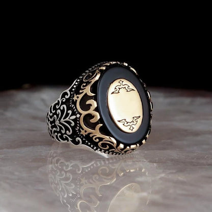Retro Turkish Signet Ring with Green Zircon r1016 9.0 by HitMyNeed