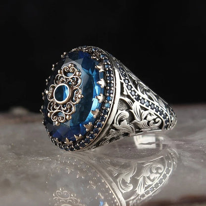 Retro Turkish Signet Ring with Green Zircon r1325 9.0 by HitMyNeed