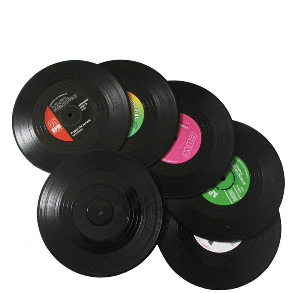 Retro Vinyl Record Silicone Coaster Set (6 Pcs) by HitMyNeed