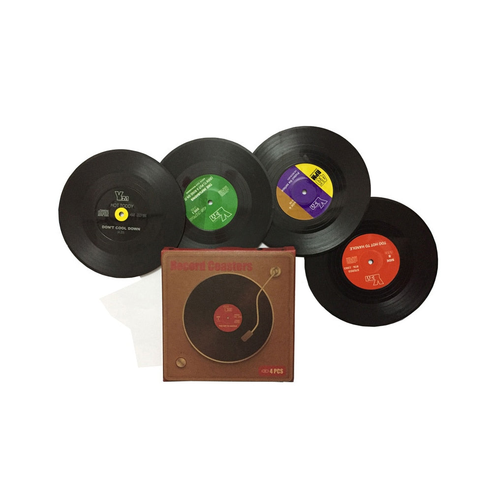 Retro Vinyl Record Silicone Coaster Set (6 Pcs) by HitMyNeed