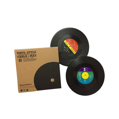 Retro Vinyl Record Silicone Coaster Set (6 Pcs) by HitMyNeed