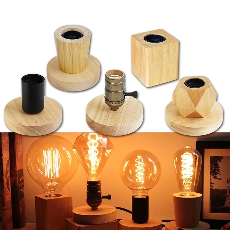 Retro Wooden Table Lamp E27 Night Light 85-265V by HitMyNeed