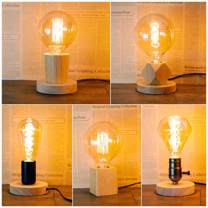 Retro Wooden Table Lamp E27 Night Light 85-265V by HitMyNeed