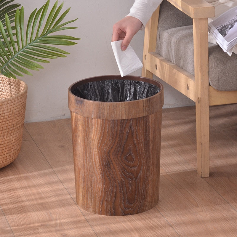Retro Wooden Trash Can with Detachable Lid by HitMyNeed
