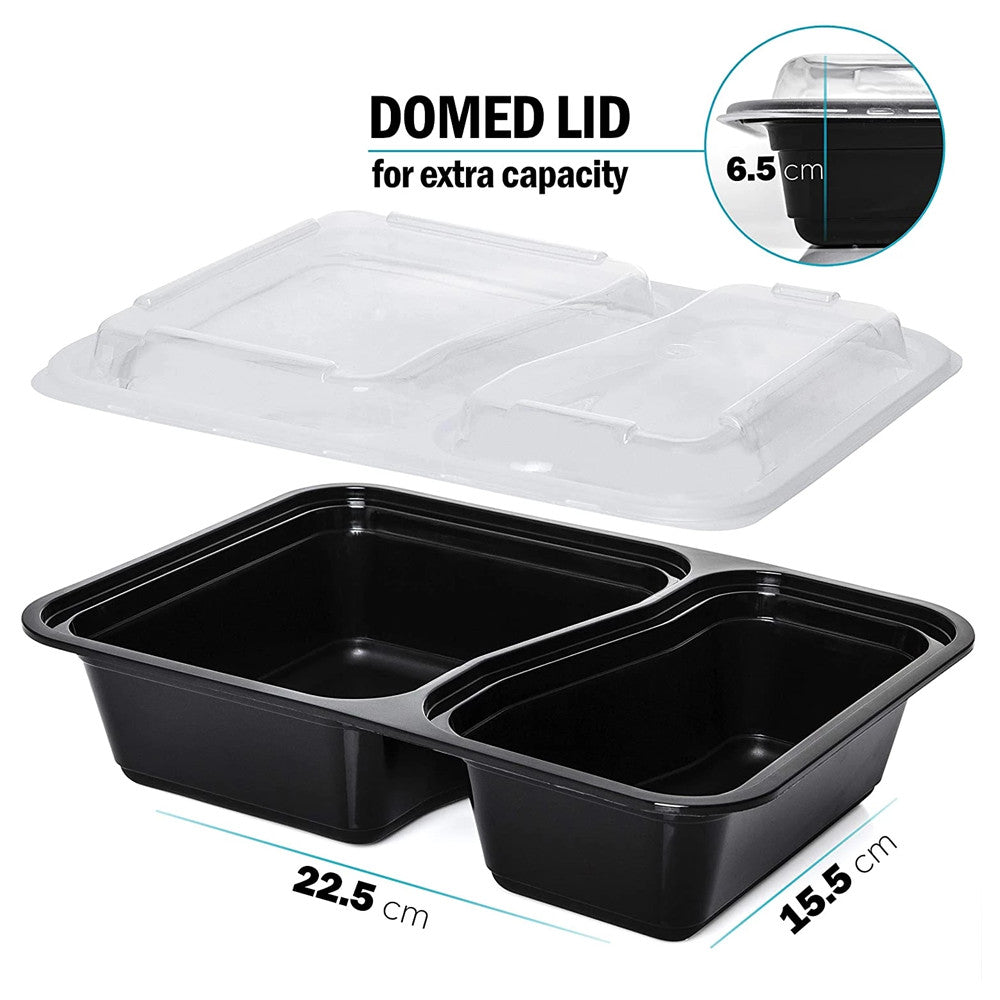 Reusable 2-Compartment Meal Prep Containers 10pcs by HitMyNeed
