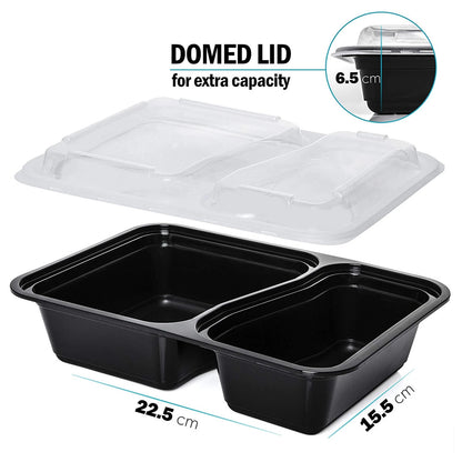 Reusable 2-Compartment Meal Prep Containers 10pcs by HitMyNeed