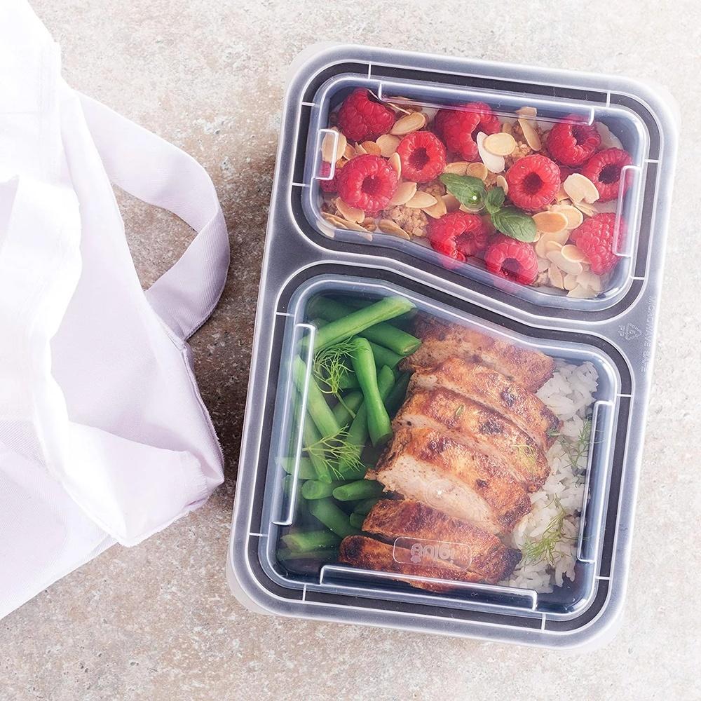 Reusable 2-Compartment Meal Prep Containers 20pcs by HitMyNeed