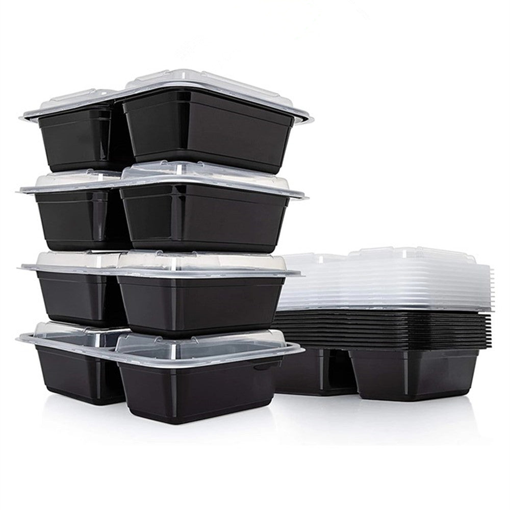 Reusable 2-Compartment Meal Prep Containers 4pcs by HitMyNeed